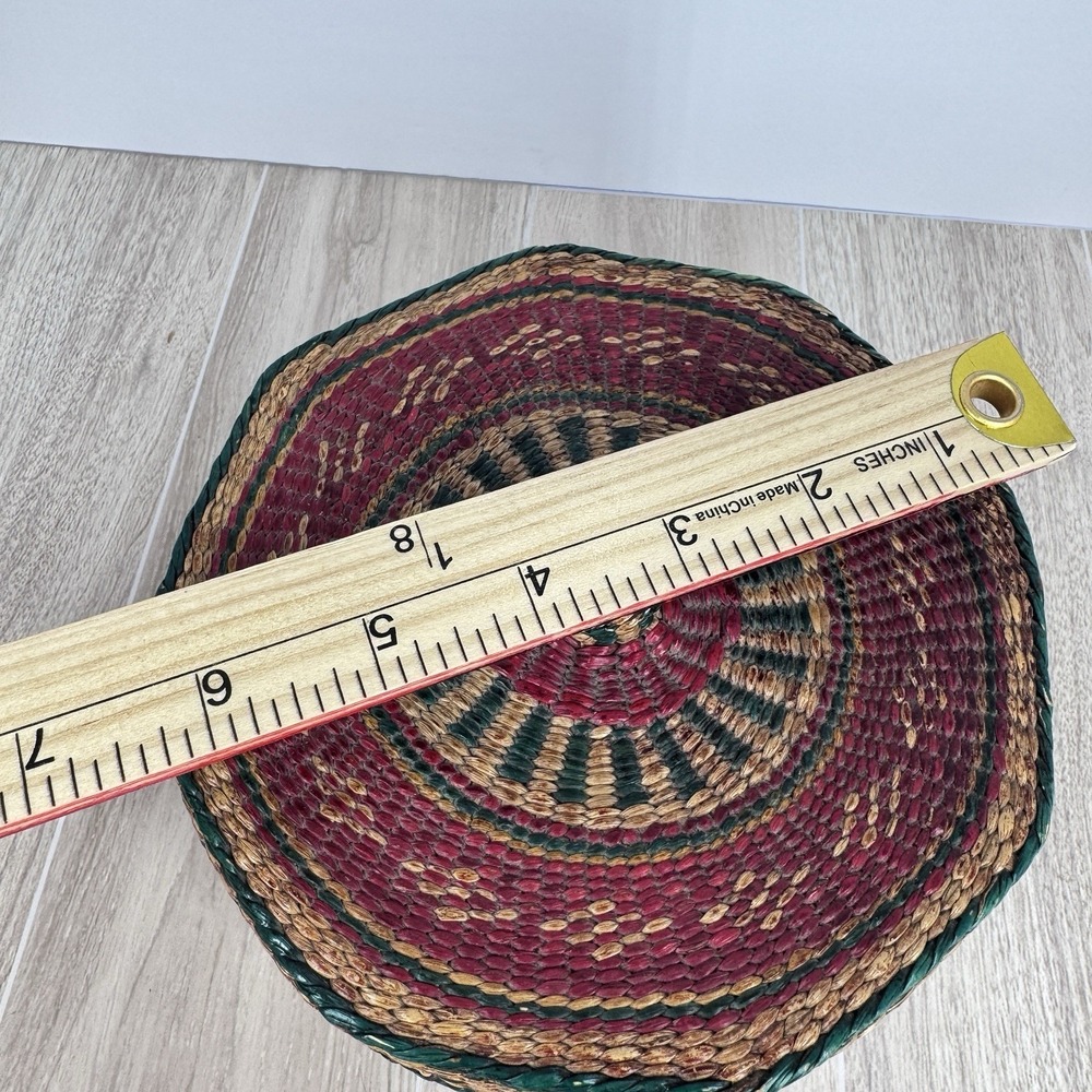Handwoven Lidded Basket Trinket Box Boho Wicker Storage Basket Decor - Picture 7 of 8